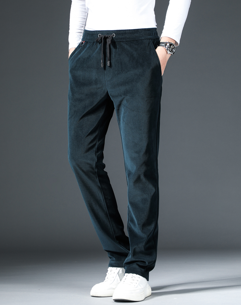 花花公子官方旗舰店 秋冬休闲裤男加绒加厚灯芯绒裤子男宽松直筒条绒