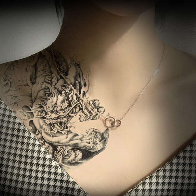 纹身贴洗不掉纹身贴招财进宝4抓龙麒麟貔貅防水防汗铜币宝龙花臂贴 2