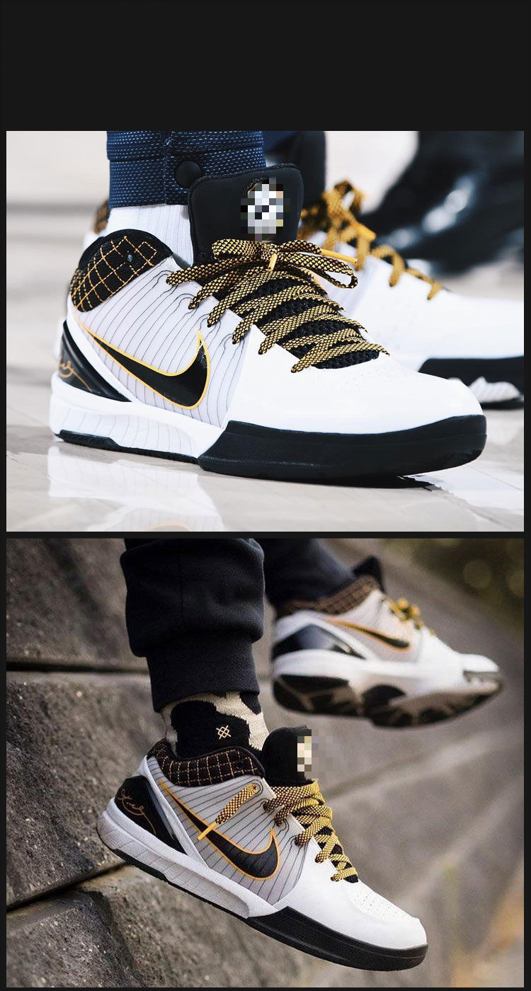 科·比4后赛及时行乐联名男女气垫耐磨zk5篮球莆田鞋 科比4代黑曼巴