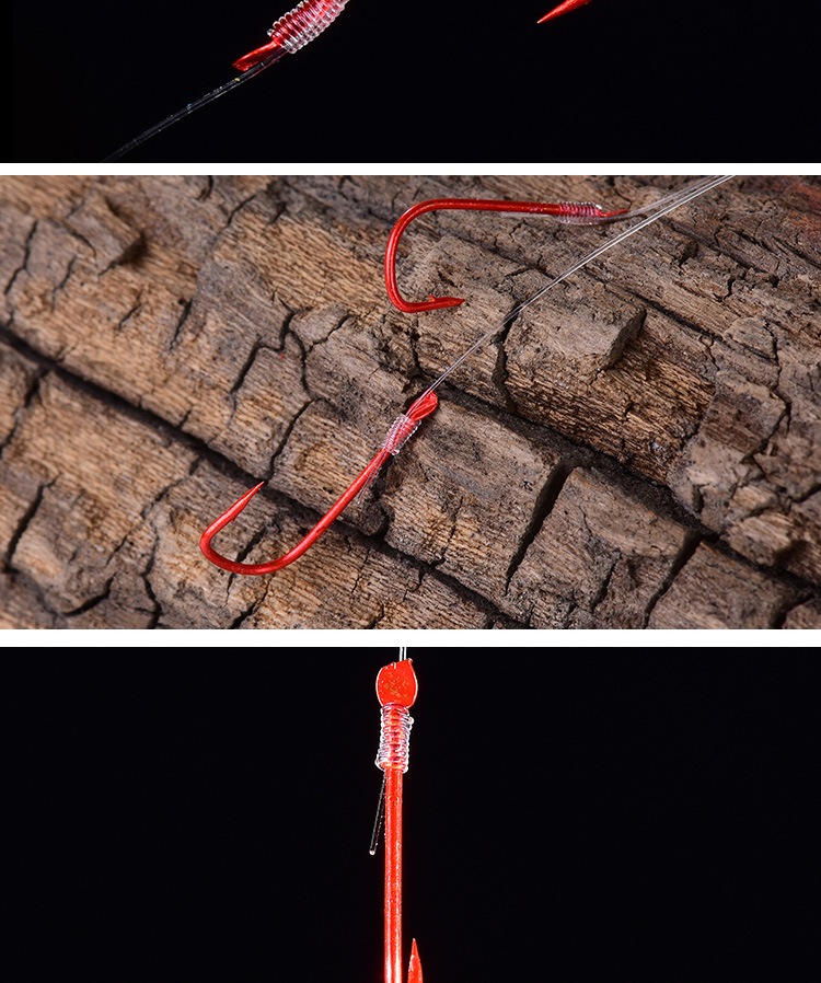 赤袖绑好鱼钩套装全套红袖子线双钩成品防缠绕鱼线鱼具钓鱼用品 【防
