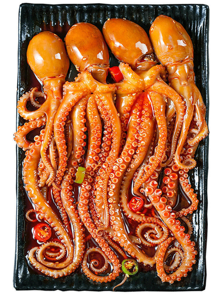 晨臻进口麻辣爆头八爪鱼网红小海鲜熟食速食罐头鱿鱼仔章鱼足即食小吃