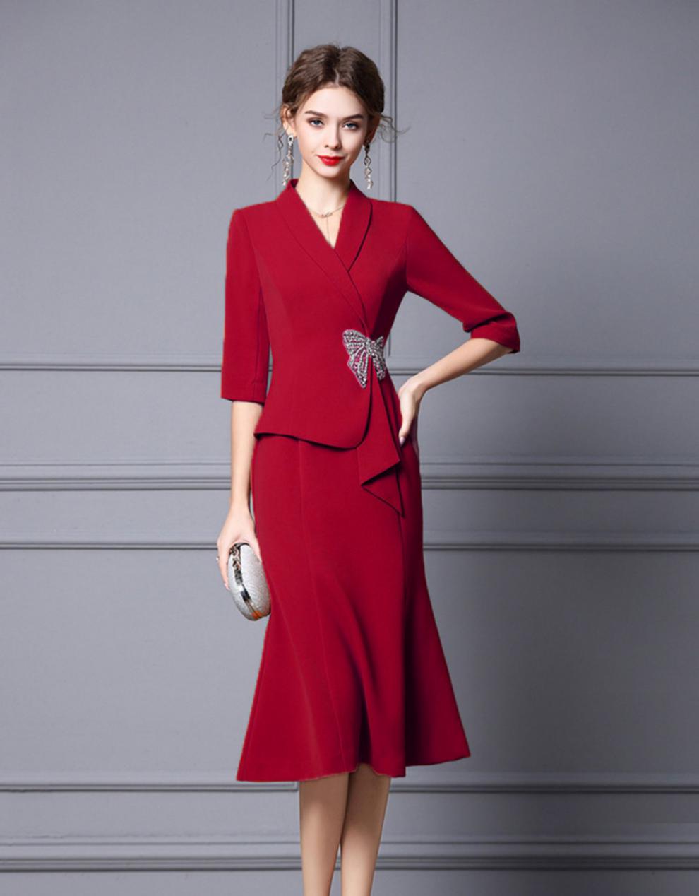 婚礼妈妈装高档礼服夏季大码高端喜婆婆婚宴装新娘妈妈参加结服高贵