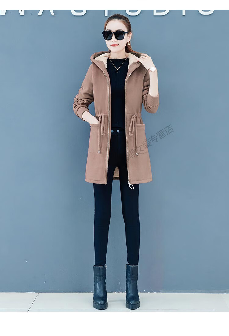 加绒加厚外套女士2019秋冬季新款百搭中长款复古港味羊羔绒上衣潮w