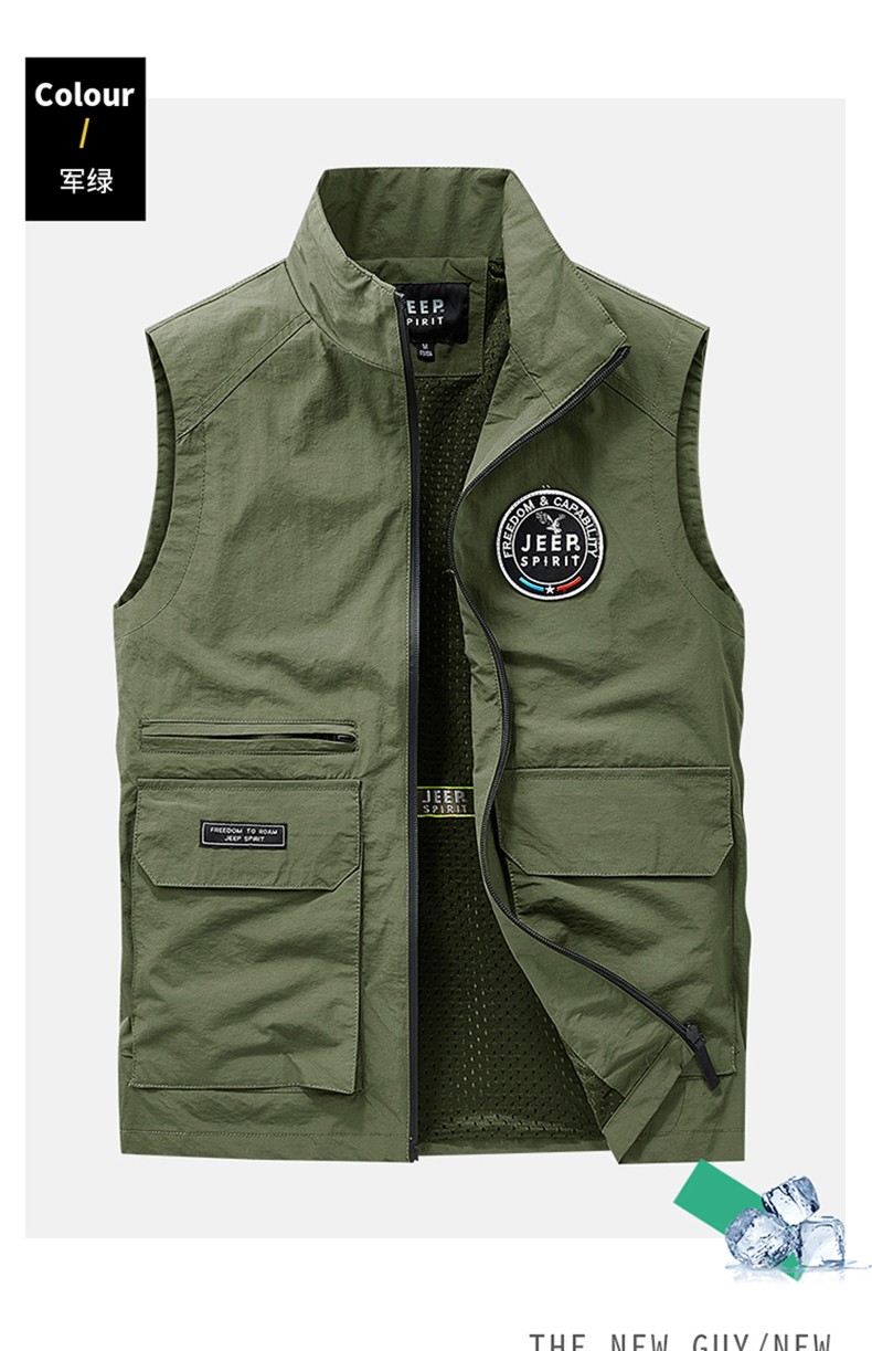 jeep吉普男士马甲休闲运动夏季2022薄款大码爸爸装钓鱼马夹男外套多