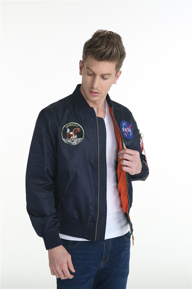 欧美风 春秋薄apollo阿波罗nasa美国ma-1飞行员夹克外套男女 白色 xs