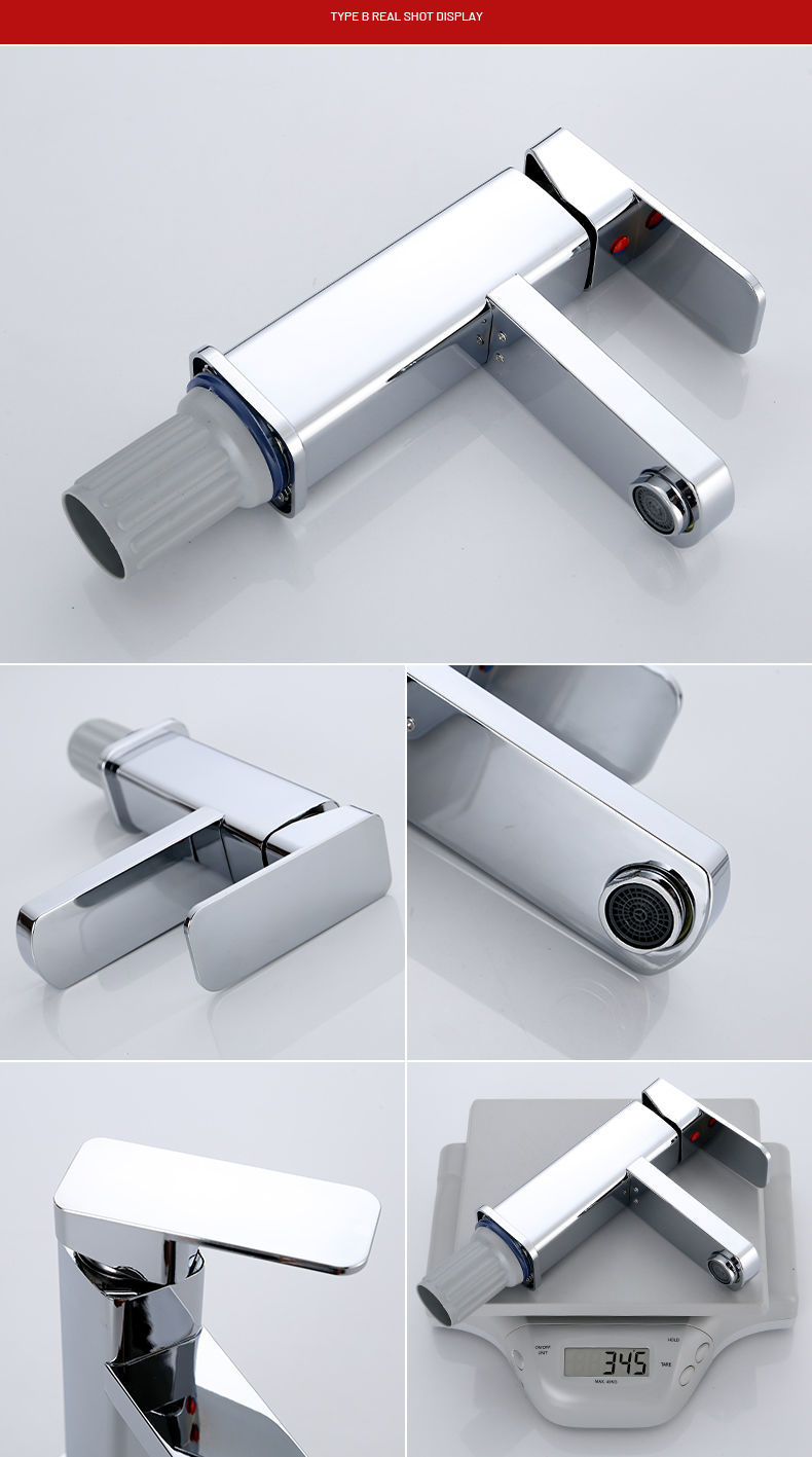 防溅高脚厨房卫生间家用冷热水双用洗脸洗手池洗面盆纯黄铜水龙头黑色