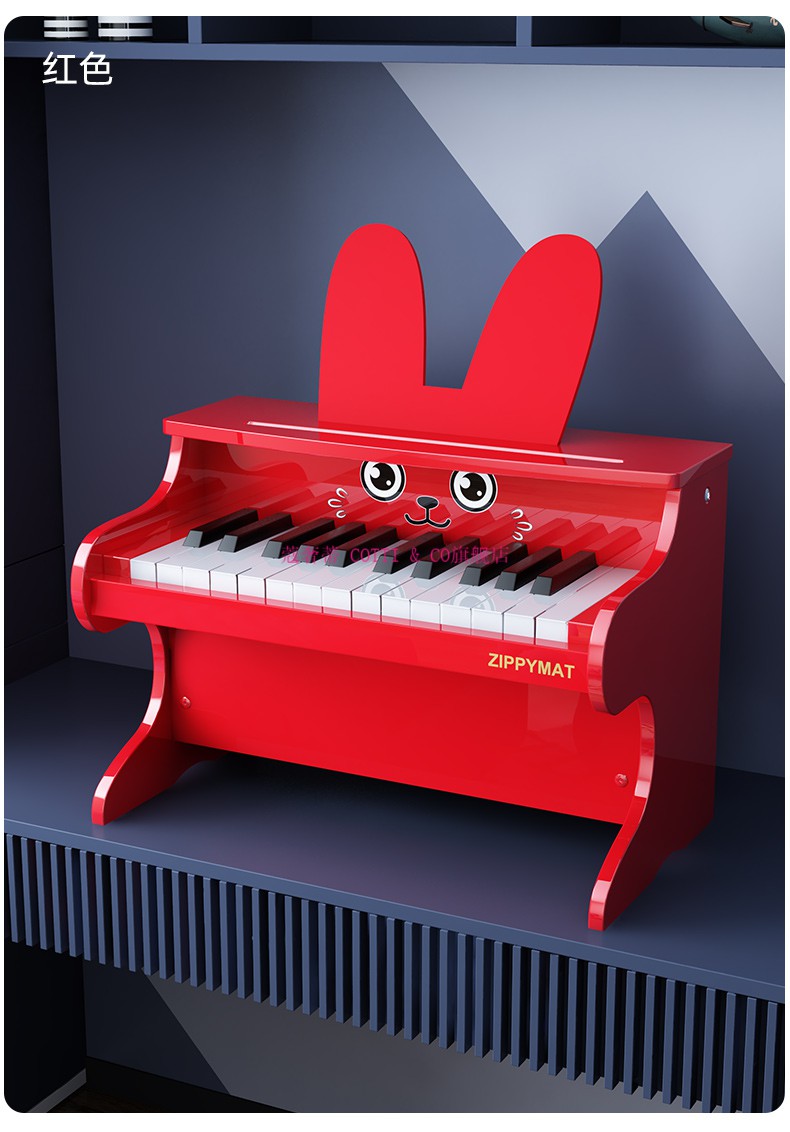 荷兰zippymat儿童木质小钢琴宝宝女孩婴儿男孩玩具初学礼物 浅绿色