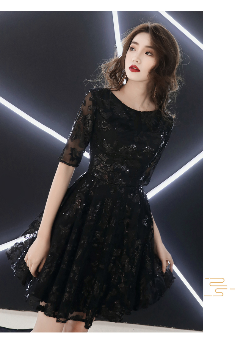 十八岁成人礼洋装小礼服女公主裙短款黑色小晚礼服女平时可穿时尚宴会