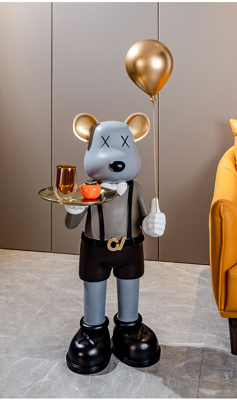 沃琳嗒 轻奢高端暴力熊落地摆件网红卡通气球公仔客厅大型装饰品电视