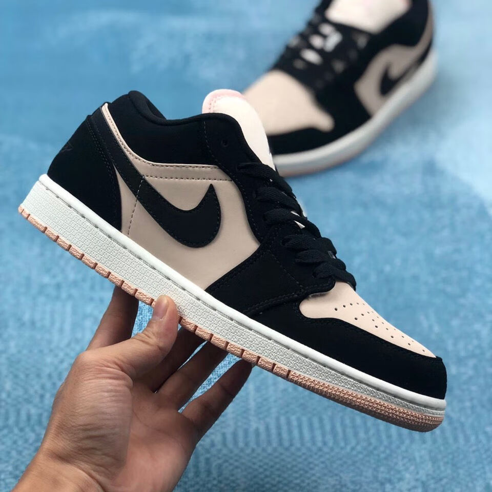 nikeair 乔1 low 奶茶粉黑粉男女鞋低帮运动篮球鞋校园百搭鞋 aj1