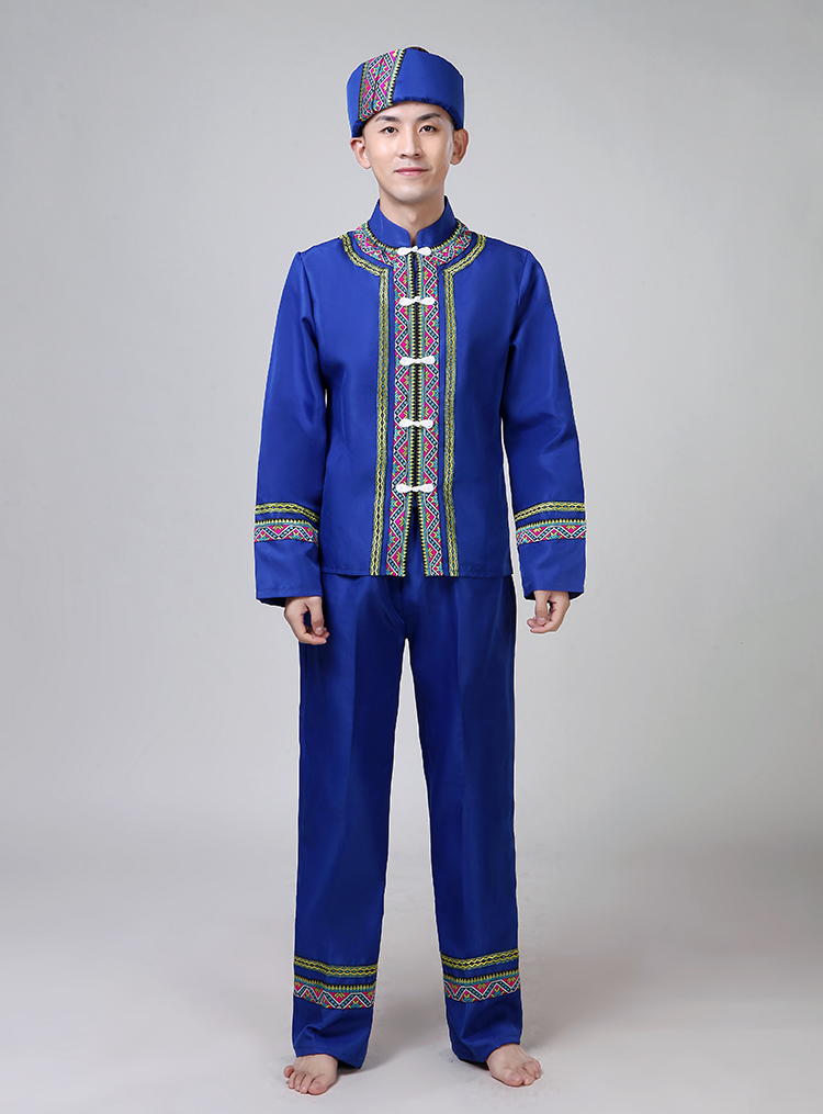 少数民族舞蹈土家族表演服苗族服装广西壮族服装彝族民族风男衣服2019