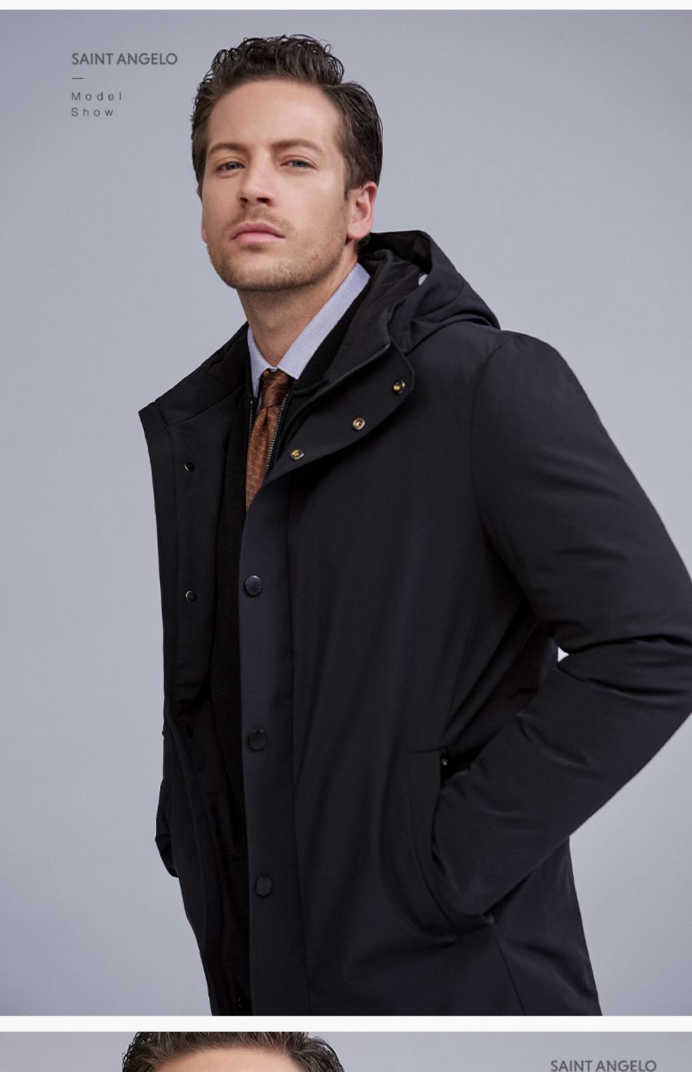 商场同款报喜鸟羽绒服冬装商务休闲男士中长款白鸭绒羽绒服厚保暖连帽