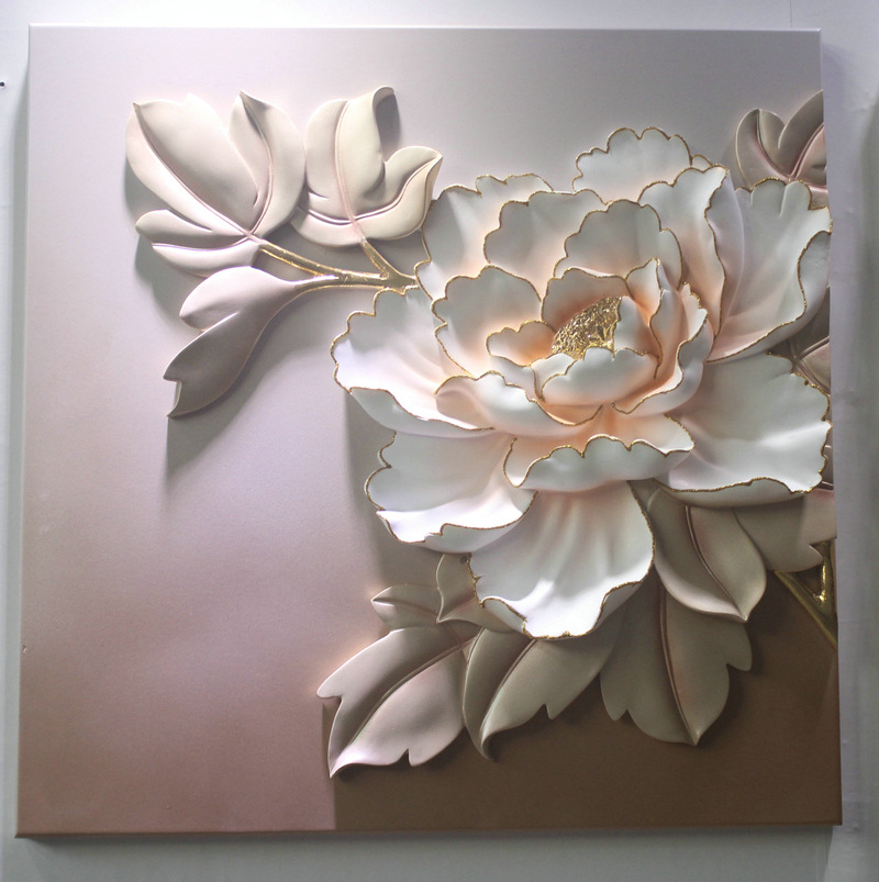 客厅无框浮雕装饰挂画 三联立体手工树脂浮雕画 沙发背景墙壁3d挂画