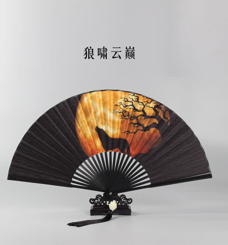 中国风男生霸气龙折扇古风随身折叠儿童小扇汉服古典舞蹈扇子虎年 8寸