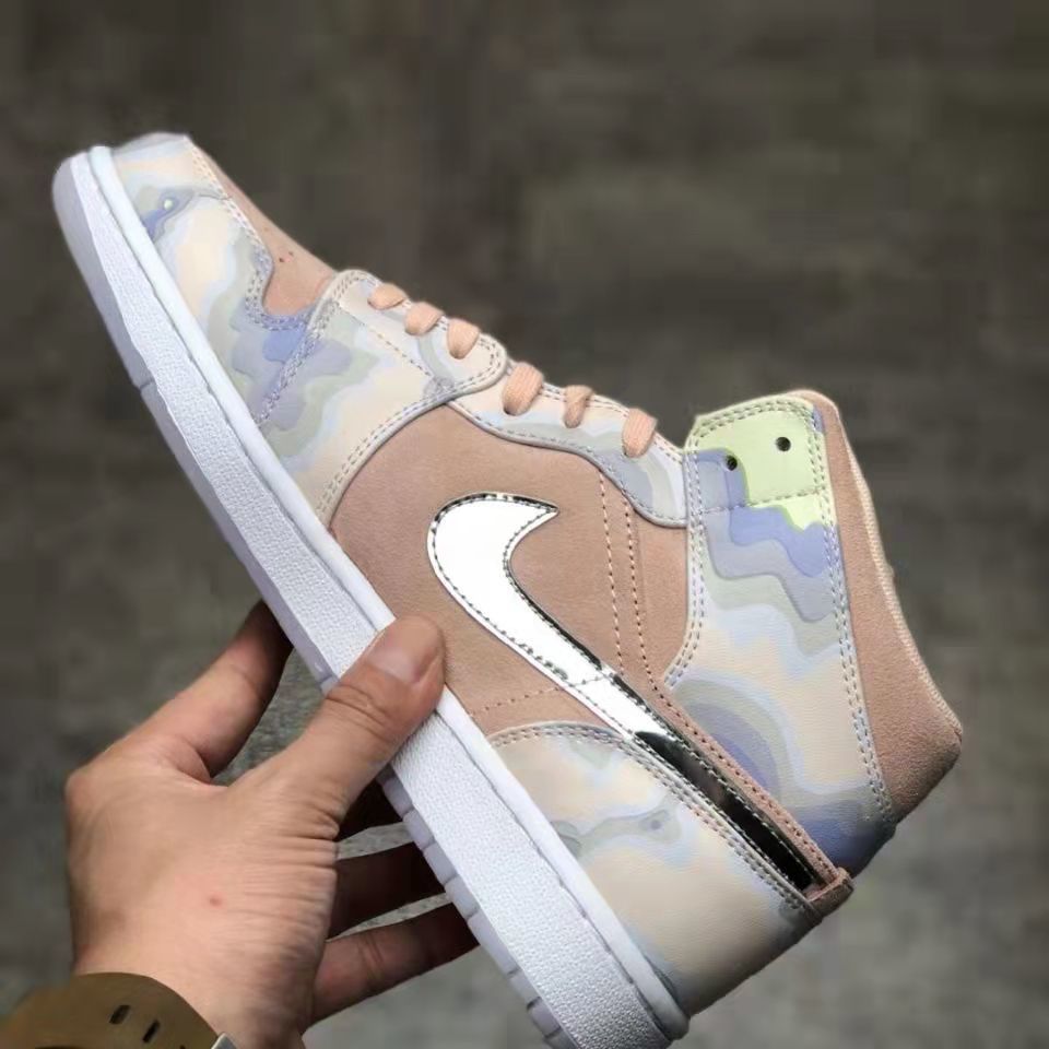 【官方旗舰】aj男女鞋高帮mid se银粉云朵高帮篮球鞋aj女款拼色休闲