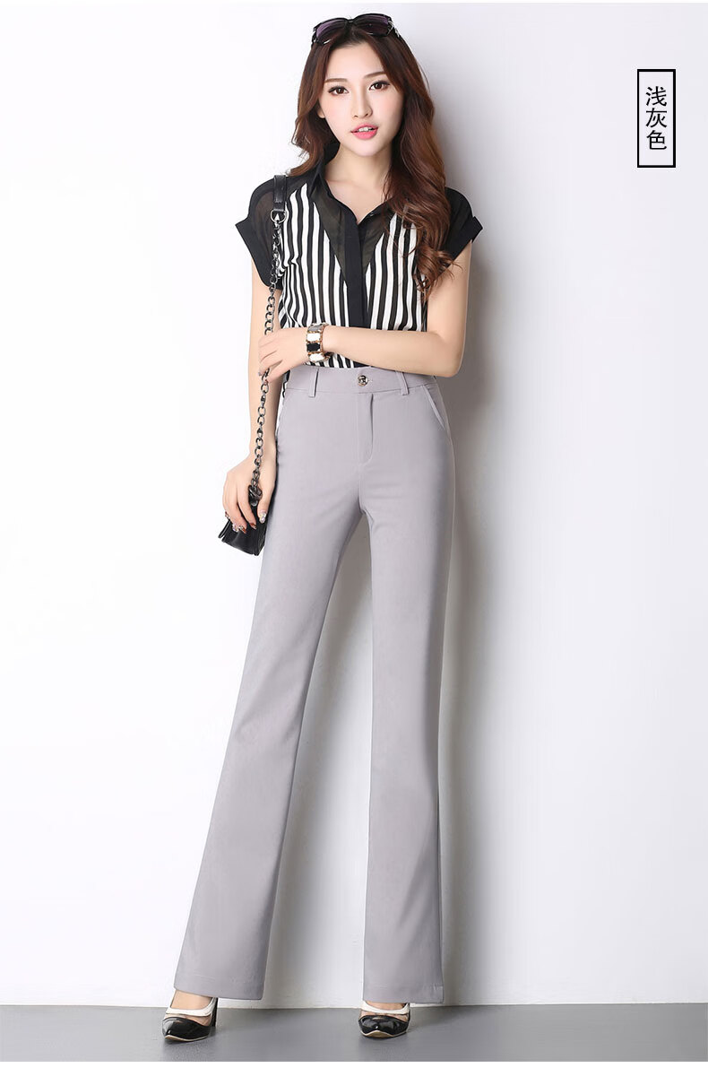 【薇喇拉吧裤】微辣微嗽叭裤女啦叭长裤夏季薄款高腰休闲裤中年女裤