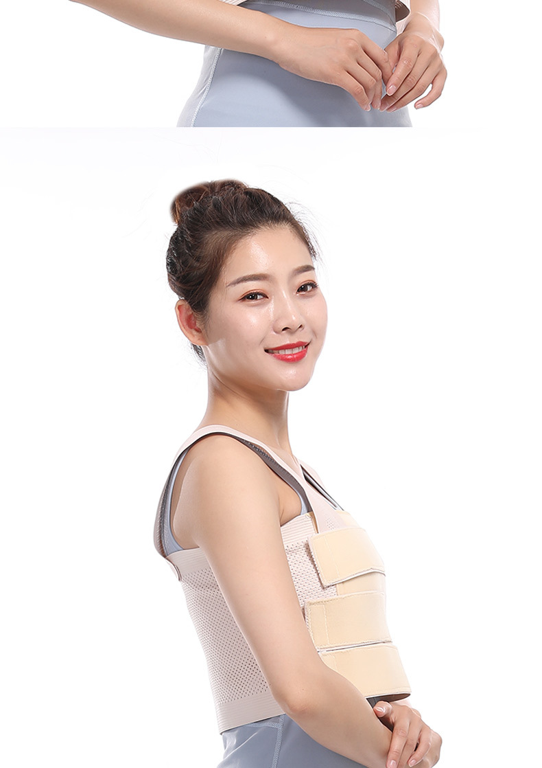 胸部加压固定带胸肋骨带术后绷带胸带束缚带文胸 米色 右 l【图片