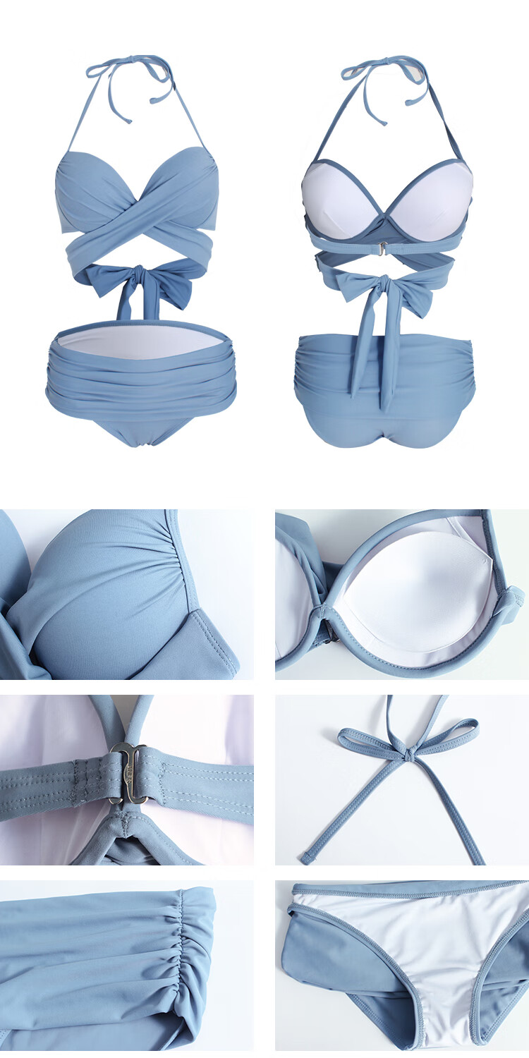 女生泳衣少女女孩大码泳衣性感显瘦成人泳衣女韩国分体比基尼ins风