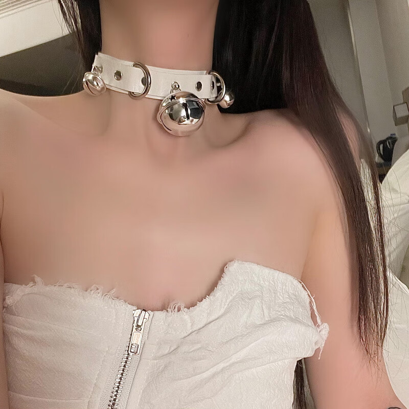 项圈女禁欲系choker项链情趣sm配饰女仆脖子颈带 白色项圈 链条【图片