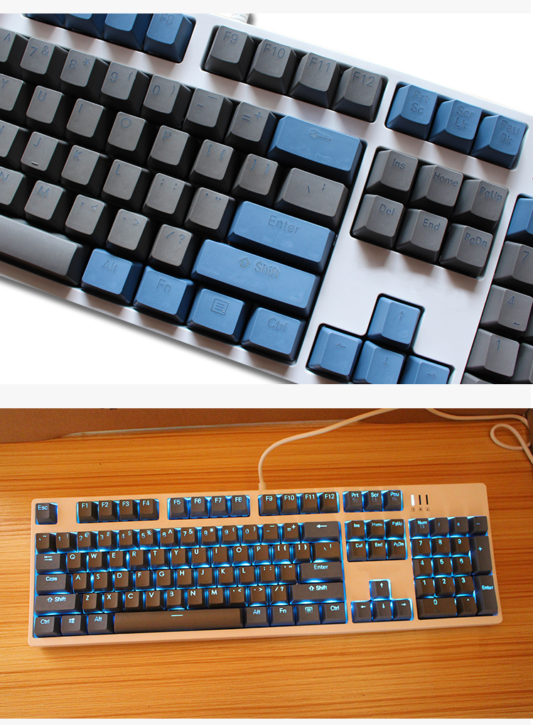利奥博德 捕获者键帽oem高度 pbt双色透光蓝灰filco108机械 米白色