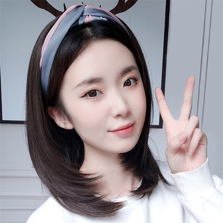 发卡假发一体短发假发发箍一体发卡一片式u型假发片接发片头顶头发