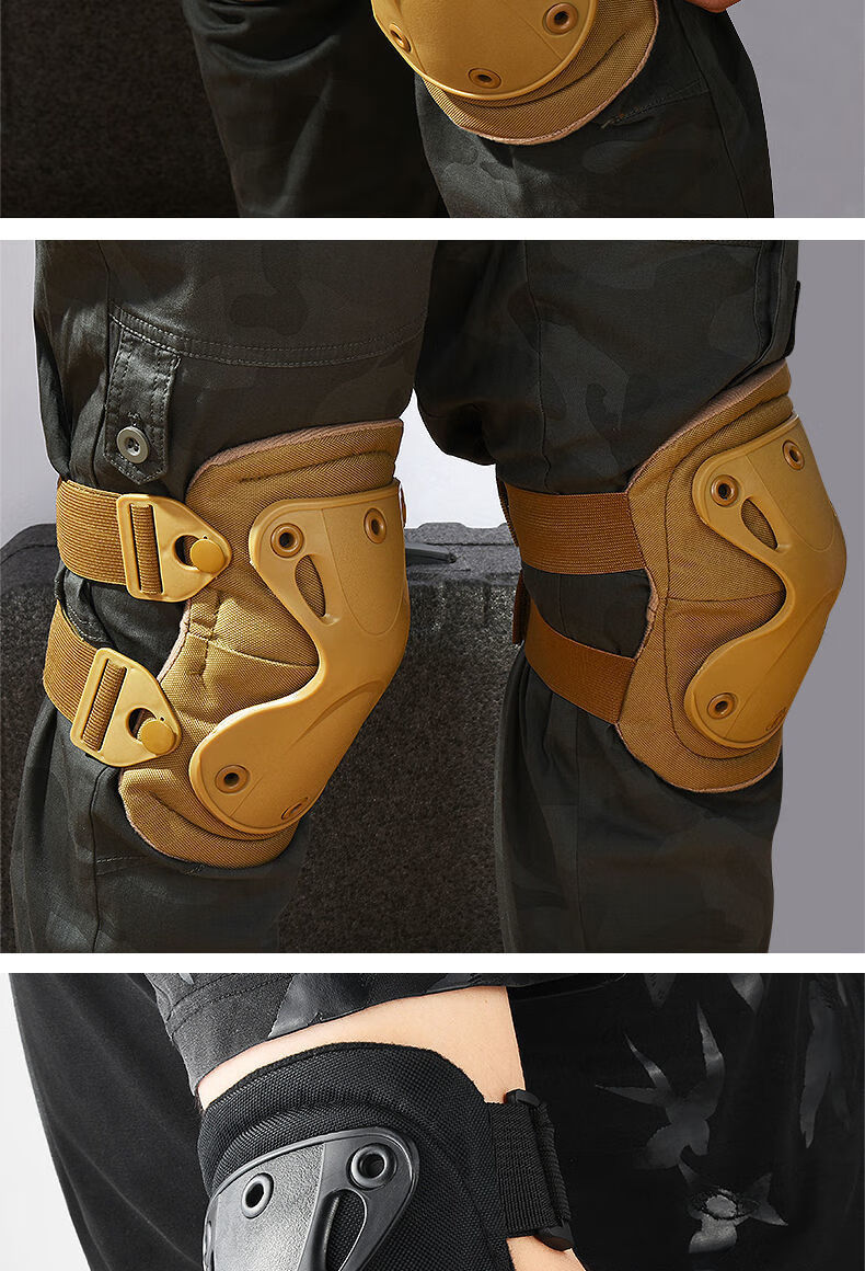 战术护膝护肘护具套装军版软壳战术训练护膝作战户外骑行攀岩 丛数色