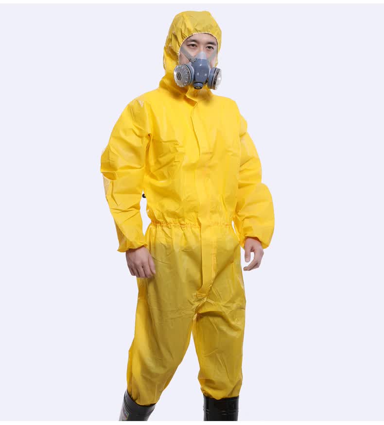 酸碱工作服化工喷漆实验防化服 升级版黄色 护目镜 防毒口罩 防护手套