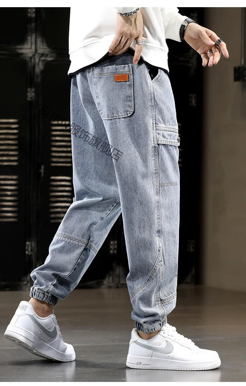 码男装m-8xl牛仔裤秋冬男士青少年加肥加大哈伦裤休闲长裤tyburn 黑色