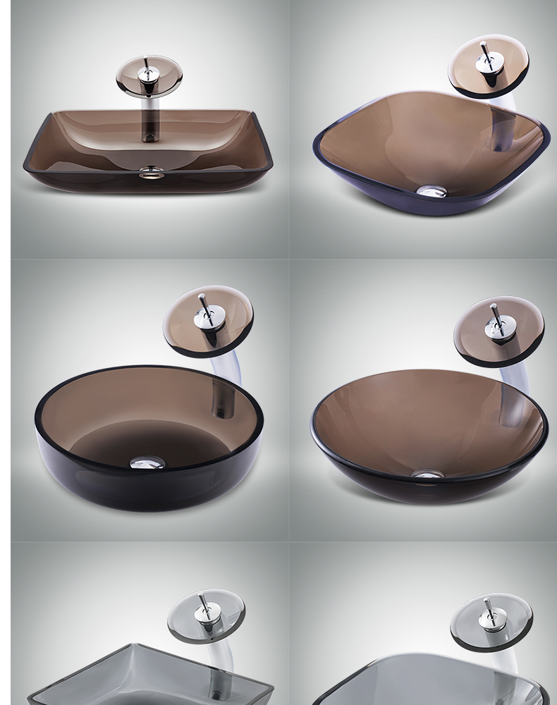 钢化玻璃洗手盆现代简约台上盆单盆透明艺术洗脸盆长方形圆形脸盆