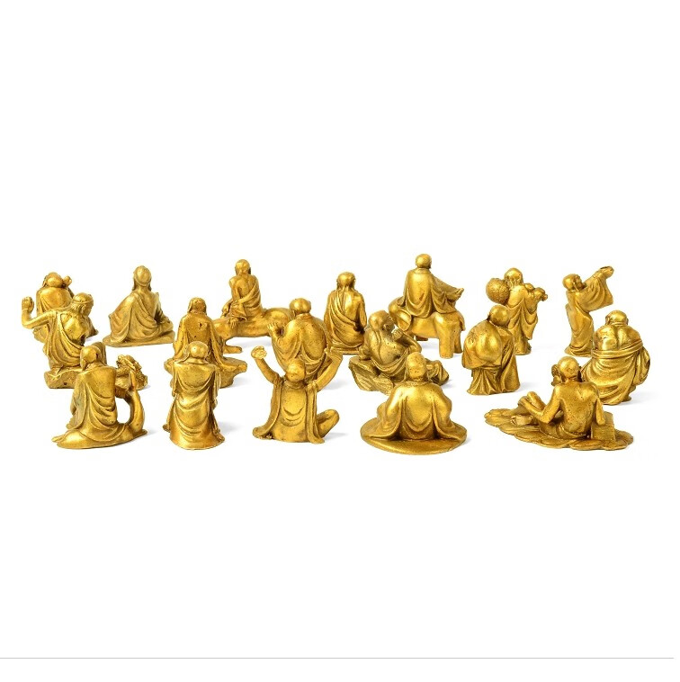 吉祥纯铜十八罗汉摆件 十八铜人驱魔 家居摆件家居装饰品 小号一套