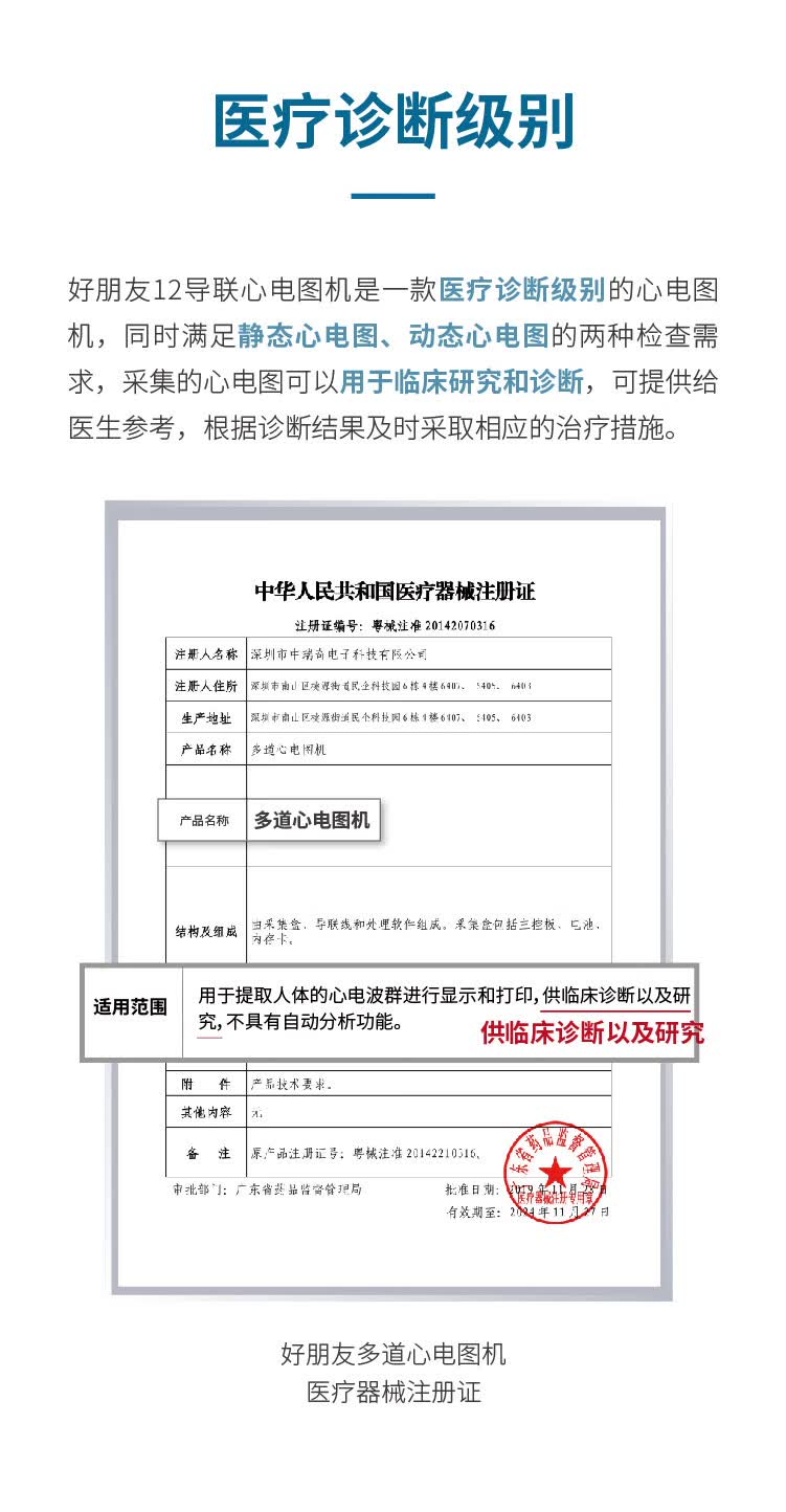 心电图机12导联动态心电监测仪便携式24小时心电图el198arm