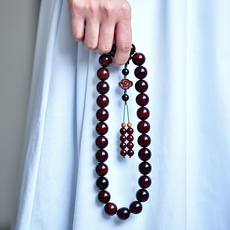 6965旗舰优选小叶紫檀手持老料高油密金星佛珠念珠男款文玩车挂