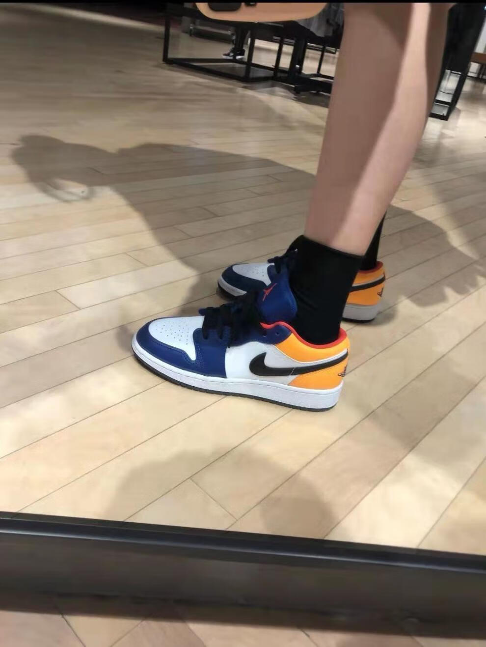 低帮纯原aj女鞋篮球鞋北卡蓝熊猫烟灰男女款鞋 灰白迷彩-aj1 45【图片