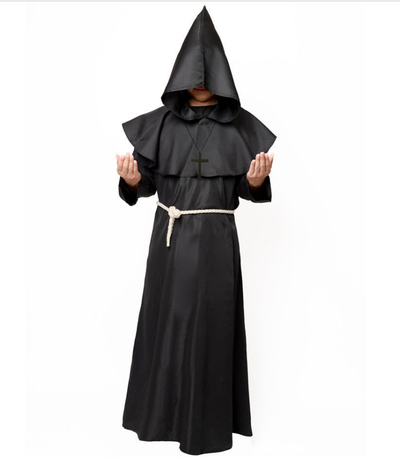 中世纪僧侣修士袍巫师牧师教父神父cos服装男万圣节斗篷套装死神