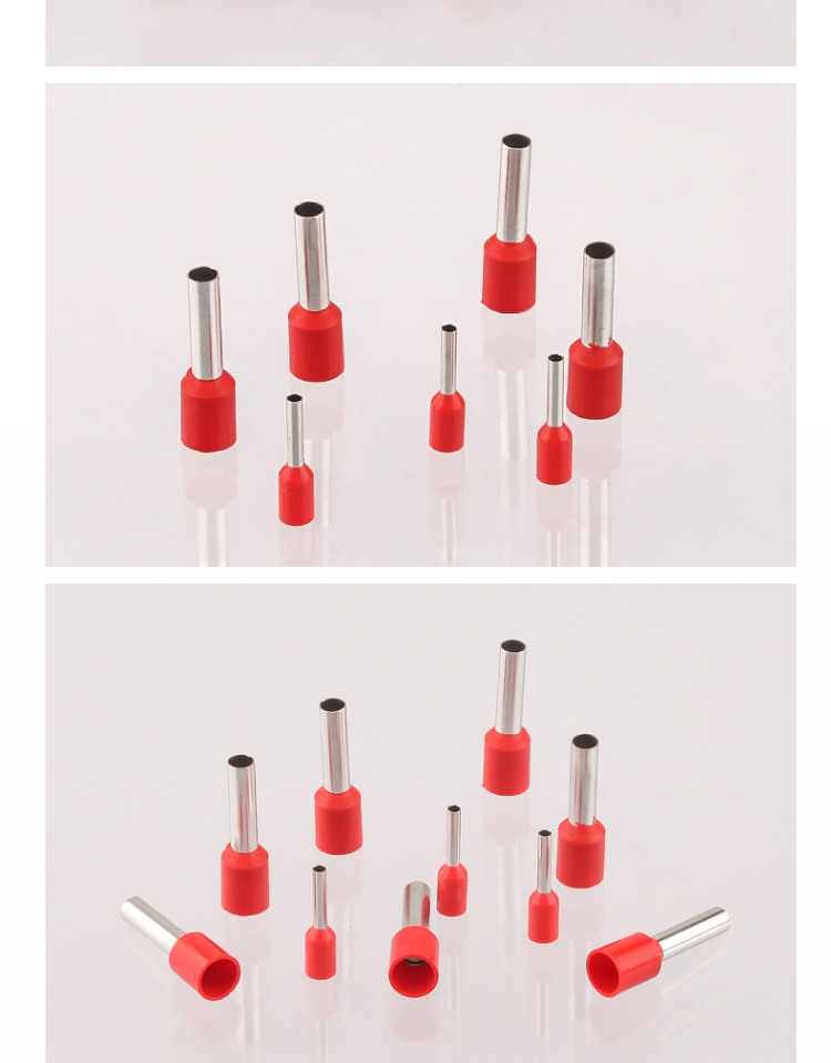 插针接线端子压线接头管型铜线耳鼻子 e4012(1000只)(4平方) 红色