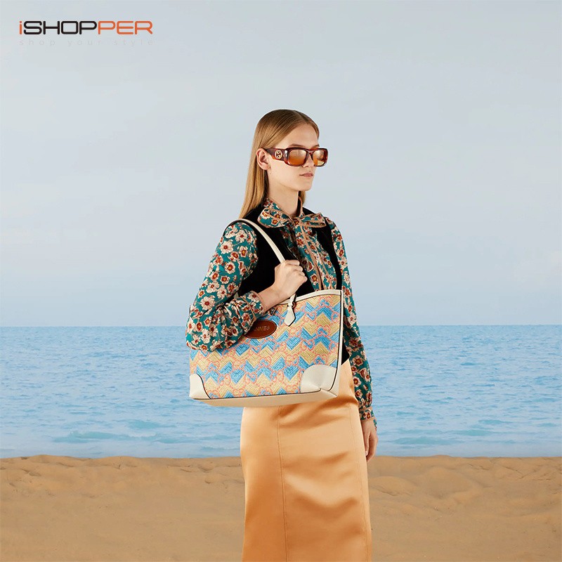 gucci古驰女包22春夏新品草编效果托特包中号手提包单肩包631685 uyf