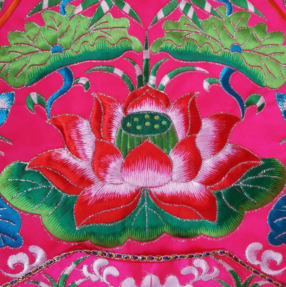 道教天龙绣品平绣观音莲花肚围平面绣善财童子肚兜乩童袍裙定制莲花裙