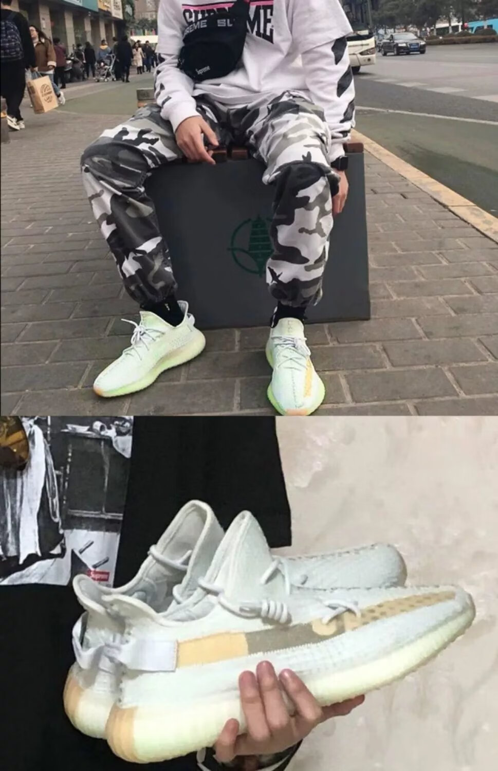 甜贝星【品牌特价】yeezy椰子男鞋350美洲限定珊瑚橙真爆高版本满天