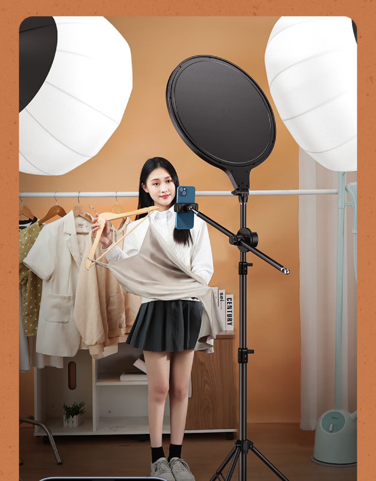 天公直播补光灯主播专用直播间灯面光打光支架美颜设备桌面柔光灯室内