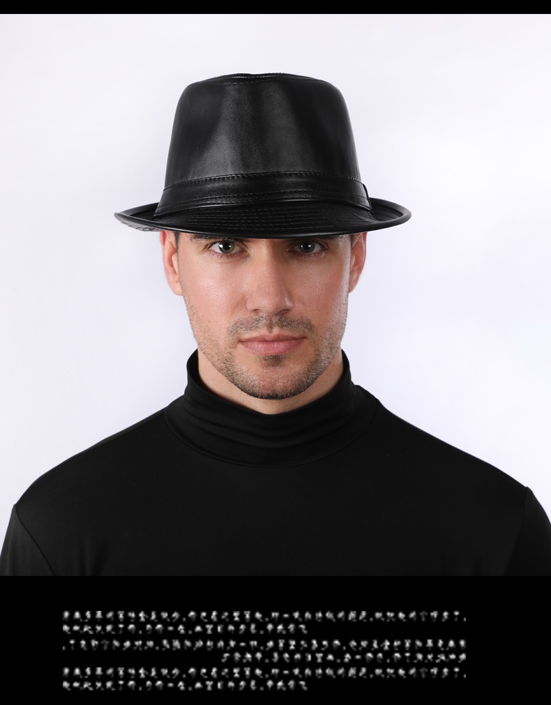 礼帽英伦复古男女式潮真皮帽子黑色爵士帽光身绅士帽休闲小礼帽男