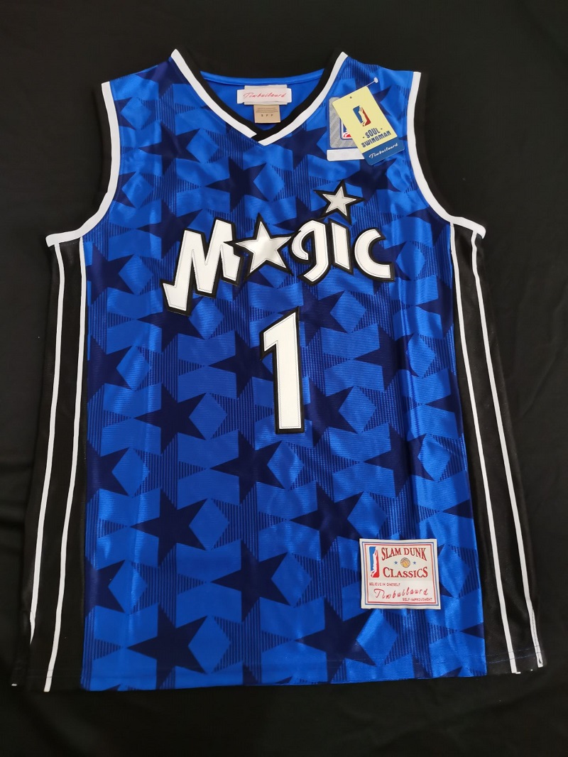 魔术队1号麦迪油面丝光布暗星篮球服刺绣运动训练裤复古球衣套装上市