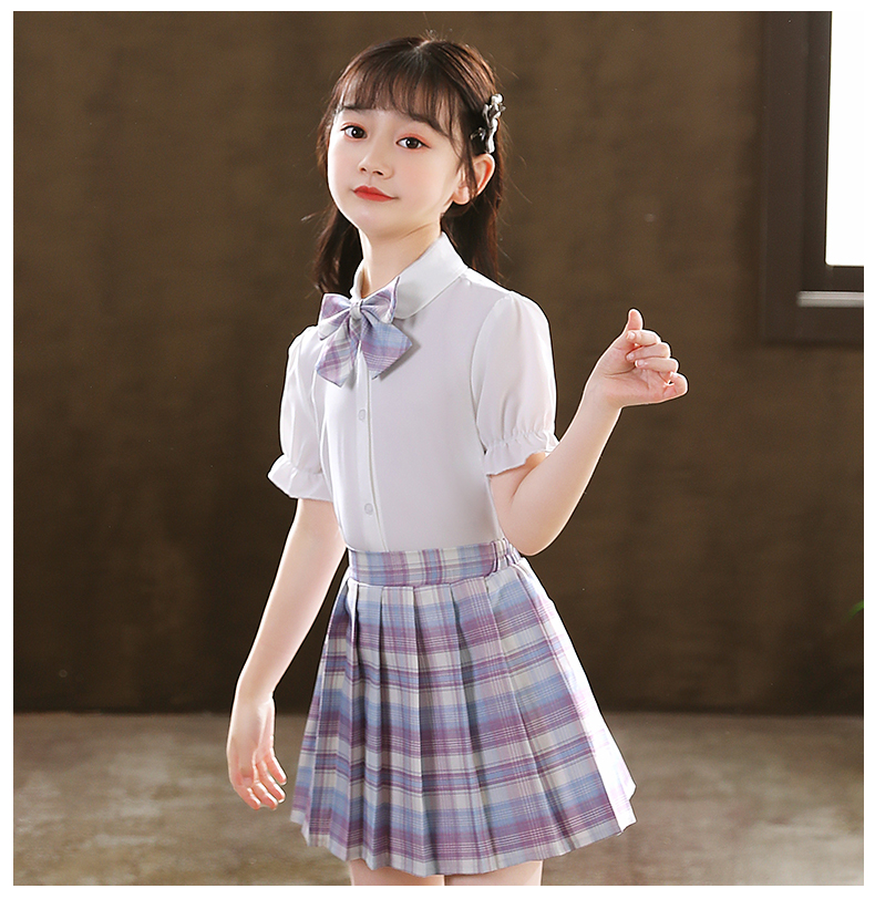 迪士尼品牌童装女童jk套装连衣裙小学生夏装公主裙短袖套裙儿童学院风