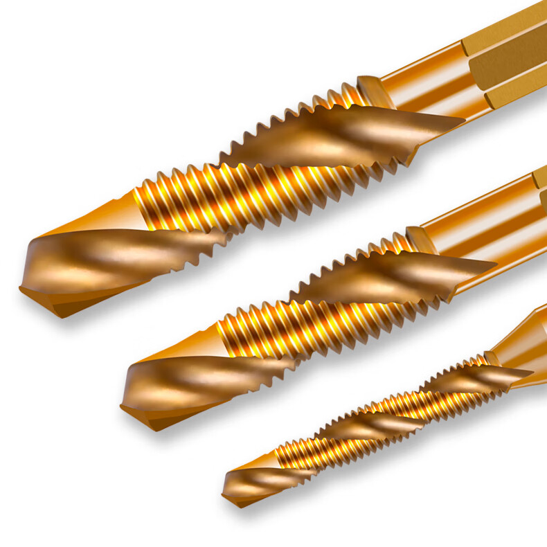 瑞琮机用丝锥六角柄钻攻倒角一体复合丝攻高速钢螺旋开牙套丝钻头套装