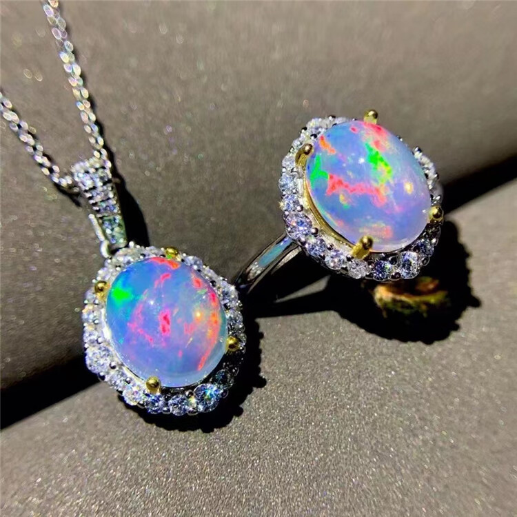 澳洲欧珀火彩欧泊戒指女蛋白石欧泊石925轻奢高级感泫雅 12号【图片