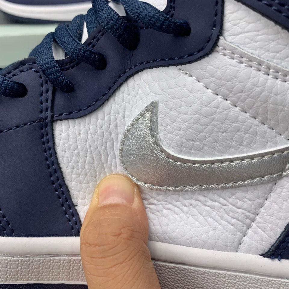 【质量高】午夜蓝高帮全头层橡胶大底珍气垫男女休闲鞋板鞋 aj1午夜蓝