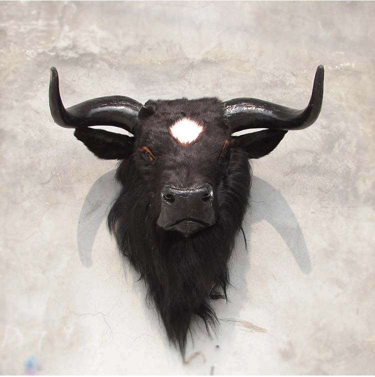 仿牛头牦牛头黄牛头动物头壁挂挂饰墙挂酒吧客厅家居装饰 黄牛头大号