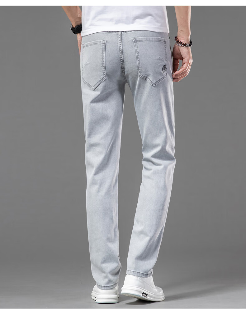 男士修身百搭新款休闲长裤男生弹力复古裤子男715银灰色28腰围二尺一