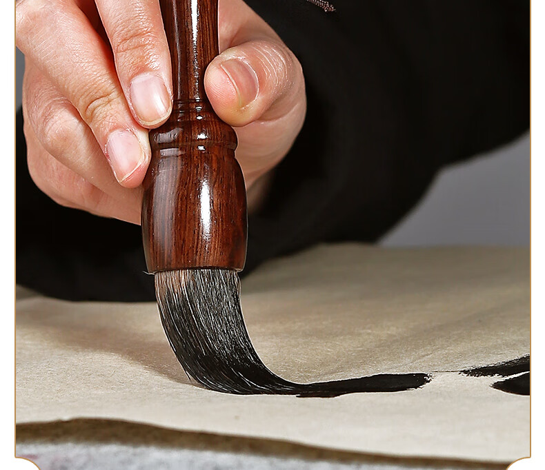 黔墨短杆斗笔特大号毛笔手抓笔实木笔杆便携蒜头笔短锋大口径毛笔写