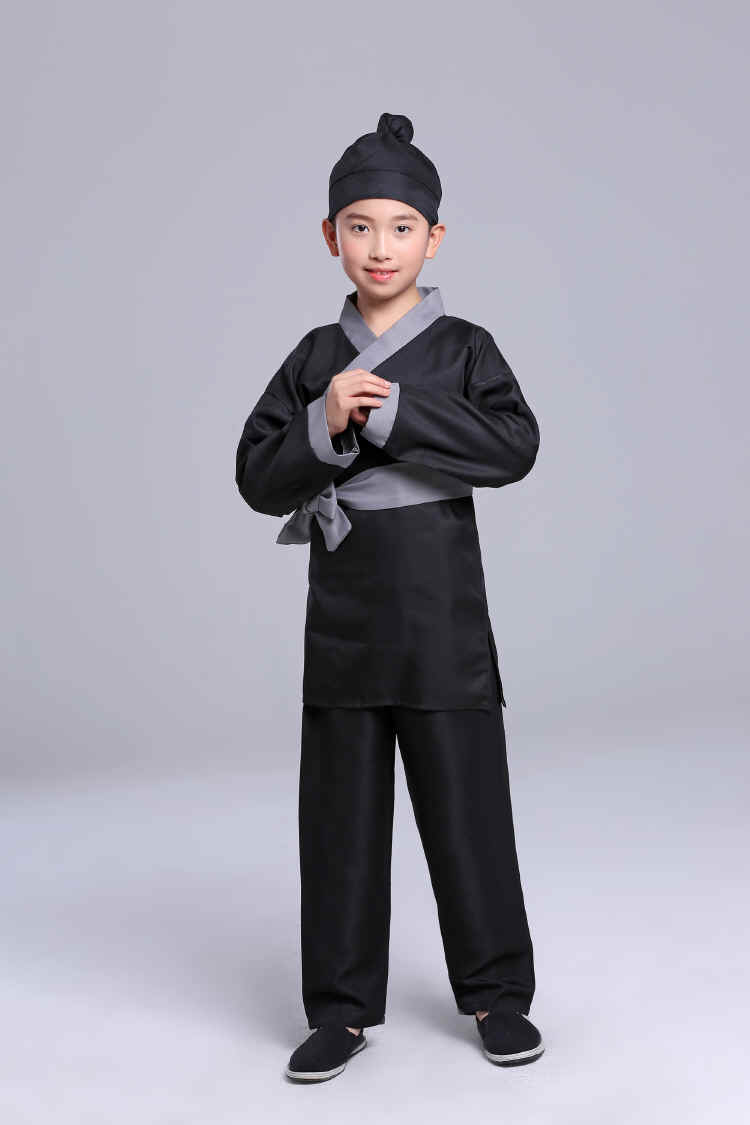 佧森滋儿童古装汉服男童男孩小孩古代农民店小二仆人小偷衣服表演出