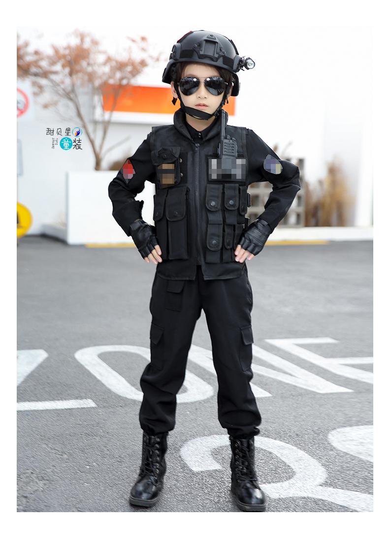 特训服幼儿园小交警警官服舞蹈表演圣诞节黑猫警长角色扮演演出服装